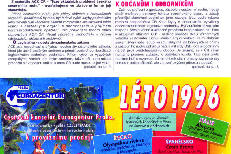 Takhle vypadala historicky první vydání TRAVEL profi - distribuované také na veletrzích v Brně a Praze a samozřejmě poštou abonentům